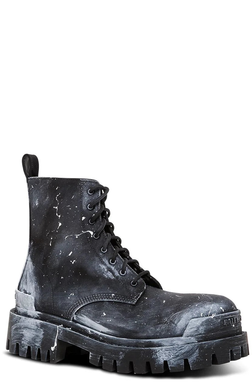Balenciaga combat strike painted effect boots