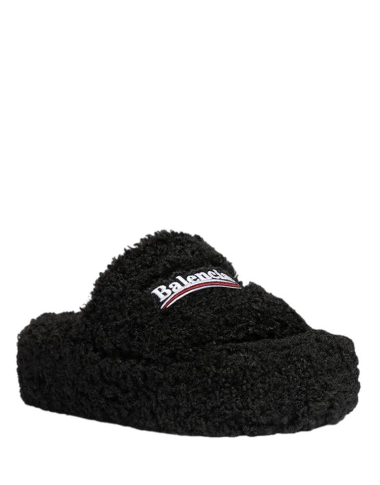 Balenciaga Furry platform slides