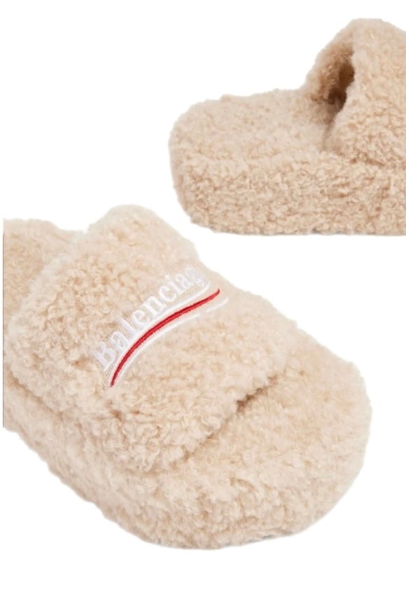 Balenciaga Furry platform slides