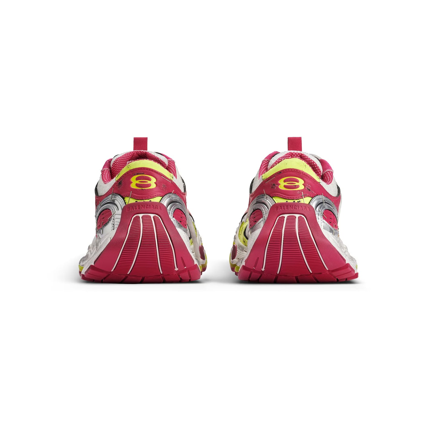 Balenciaga stapler sneaker in white/pink/neon/yellow/silver