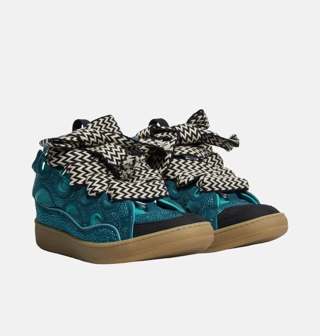 Lanvin Curb suede trim sneakers (rhinestone)
