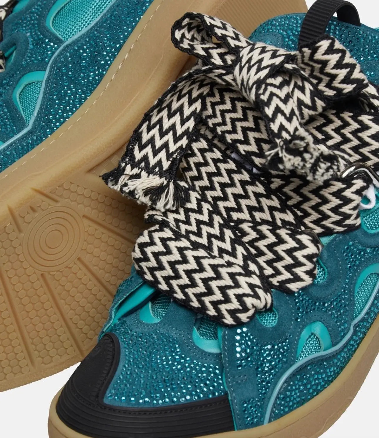 Lanvin Curb suede trim sneakers (rhinestone)