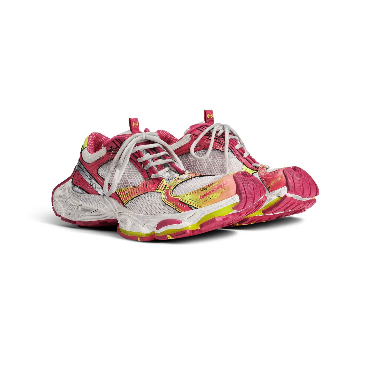 Balenciaga stapler sneaker in white/pink/neon/yellow/silver