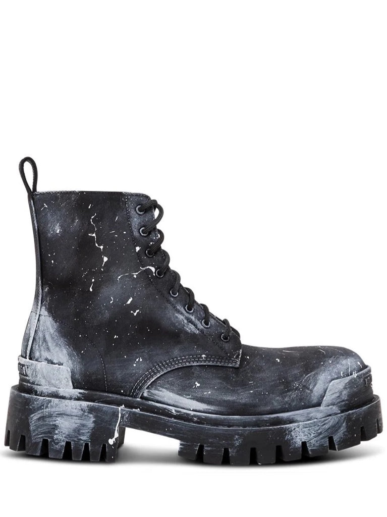 Balenciaga combat strike painted effect boots