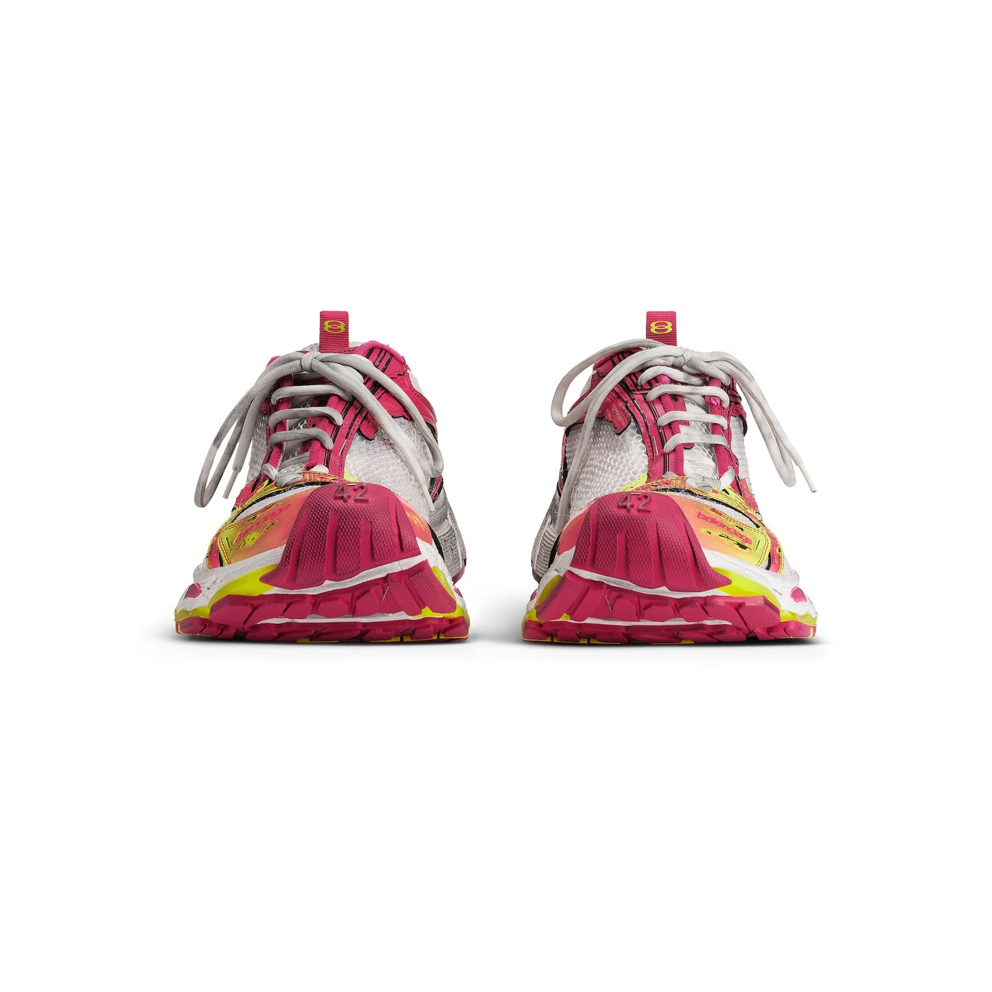 Balenciaga stapler sneaker in white/pink/neon/yellow/silver