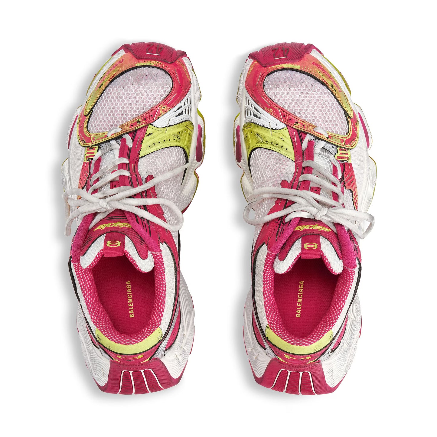 Balenciaga stapler sneaker in white/pink/neon/yellow/silver