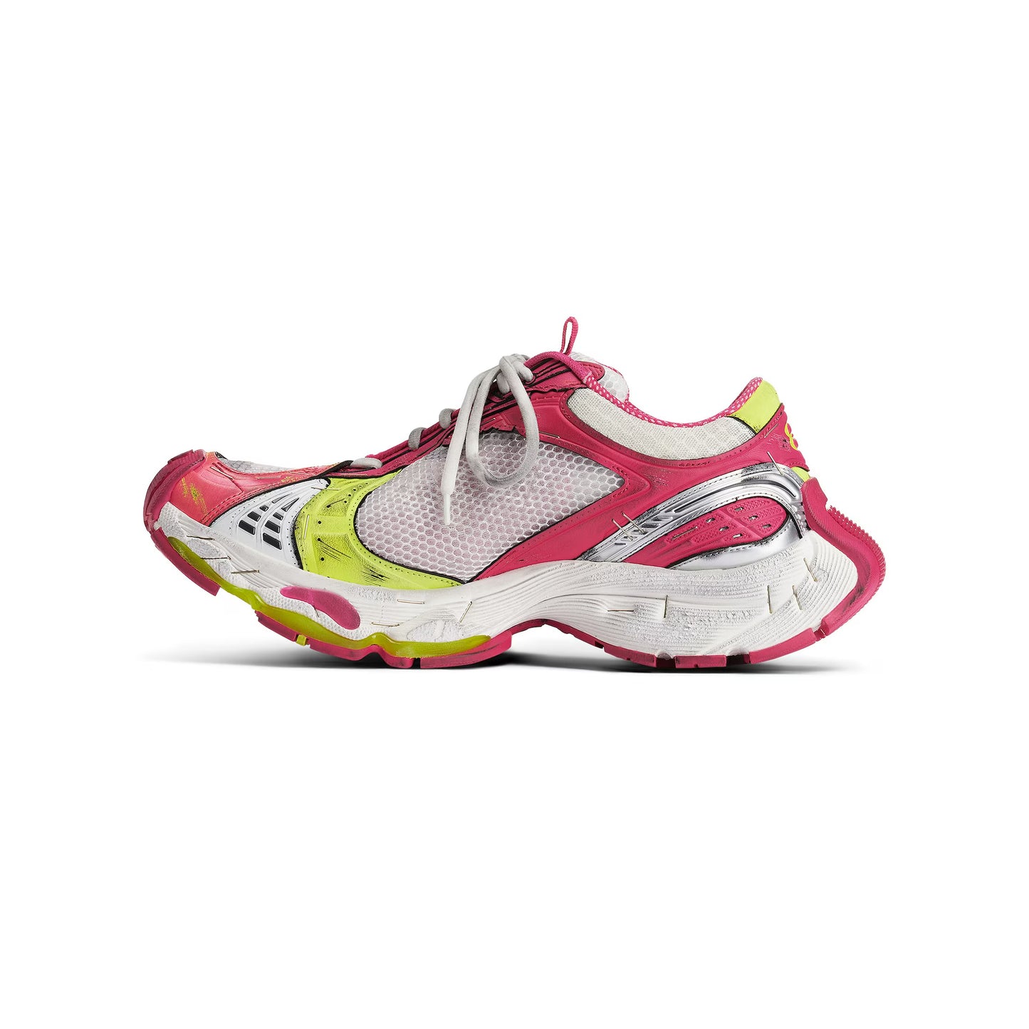 Balenciaga stapler sneaker in white/pink/neon/yellow/silver