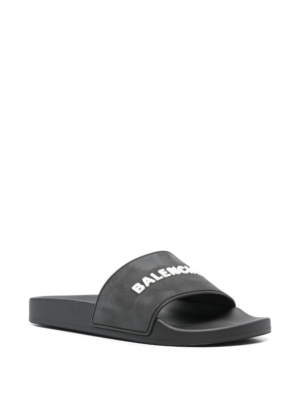 Balenciaga logo-embossed pool slides