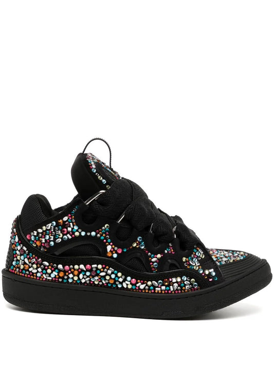 Lanvin Curb suede trim sneakers (rhinestone)