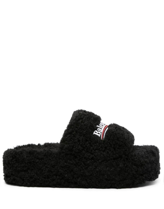 Balenciaga Furry platform slides