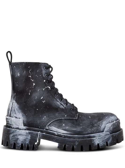 Balenciaga combat strike painted effect boots